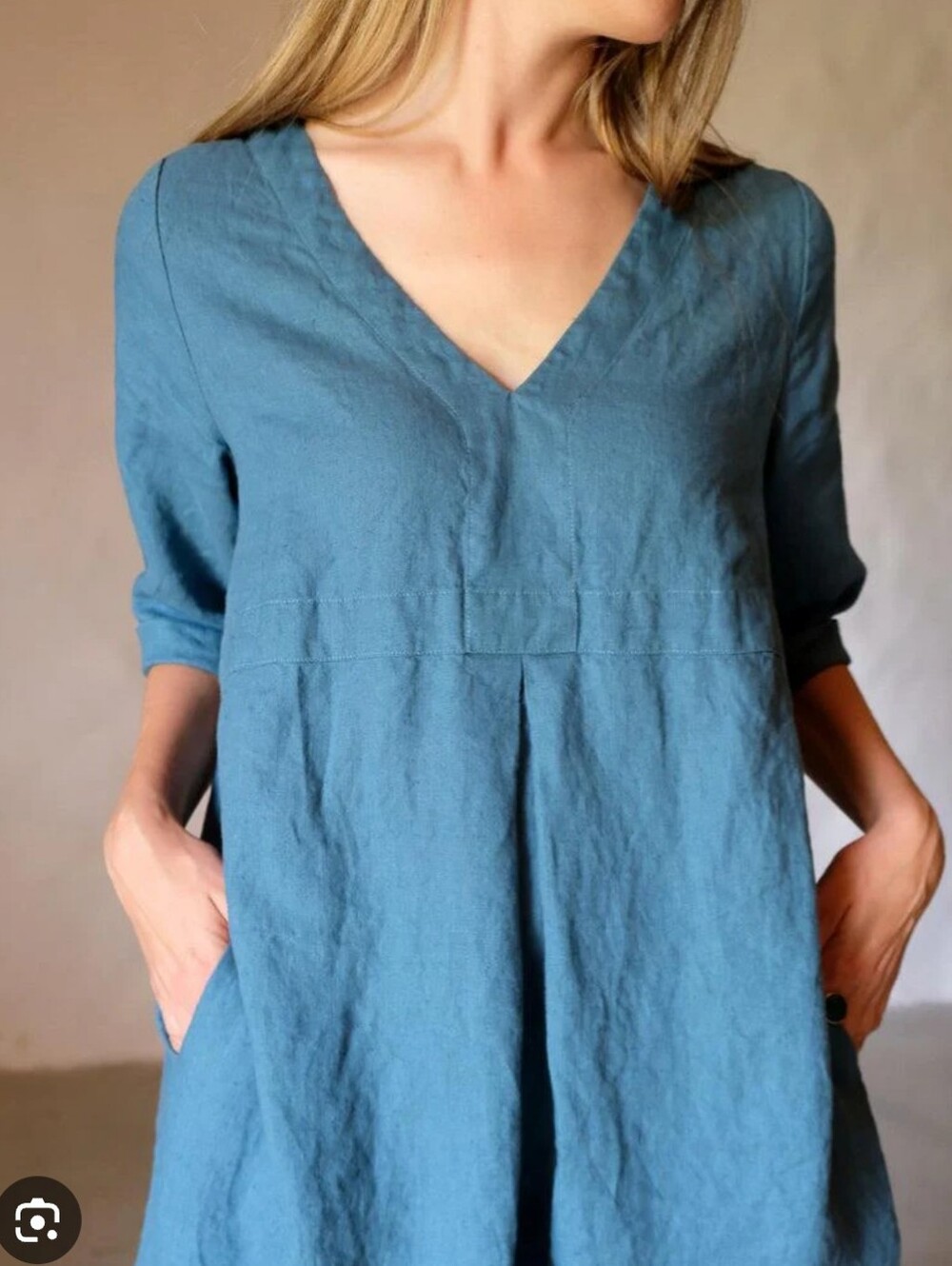 Cut Loose XL Teal Linen Short-Sleeve Blouse